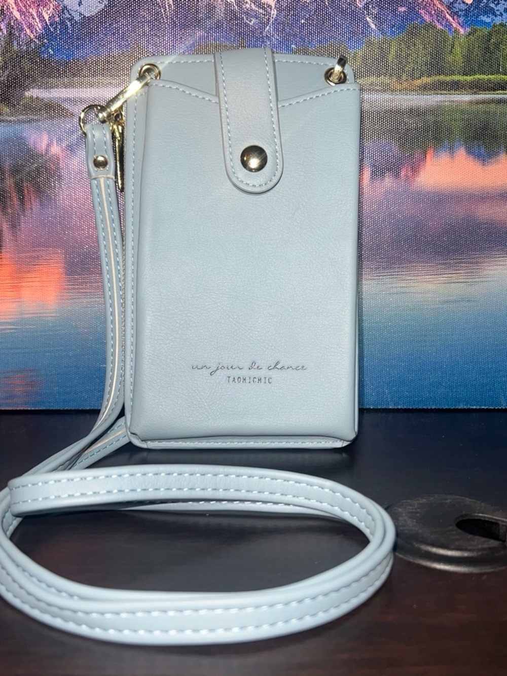 Taomicmic Light Blue Crossbody Phone Bag with Strap
